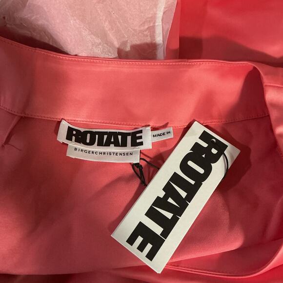 ROTATE Birger Christensen Shell Pink Satin Wrap Mini Dress NWT Size 42 (US 12) - Picture 10 of 15